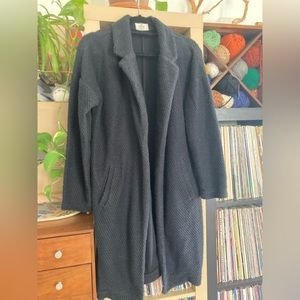 Marine Layer Longline Birdseye Textured Jacket Pockets in Black